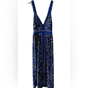 INC Concepts Blue Paisley V Neck Strappy Bandana Maxi Jersey Knit Dress - XL